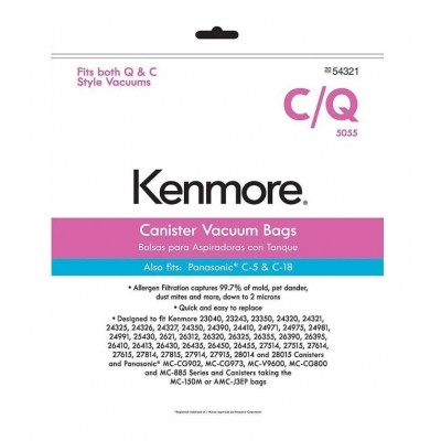 Kenmore Style C & Style Q Allergen Filtration Canister Vacuum Bags (6 Bags) With Bonus Seam Ripper